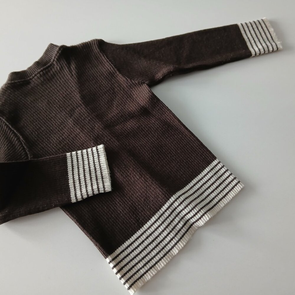JACADI Brown and Cream Wool Cardigan 2T - Picture 5 of 5